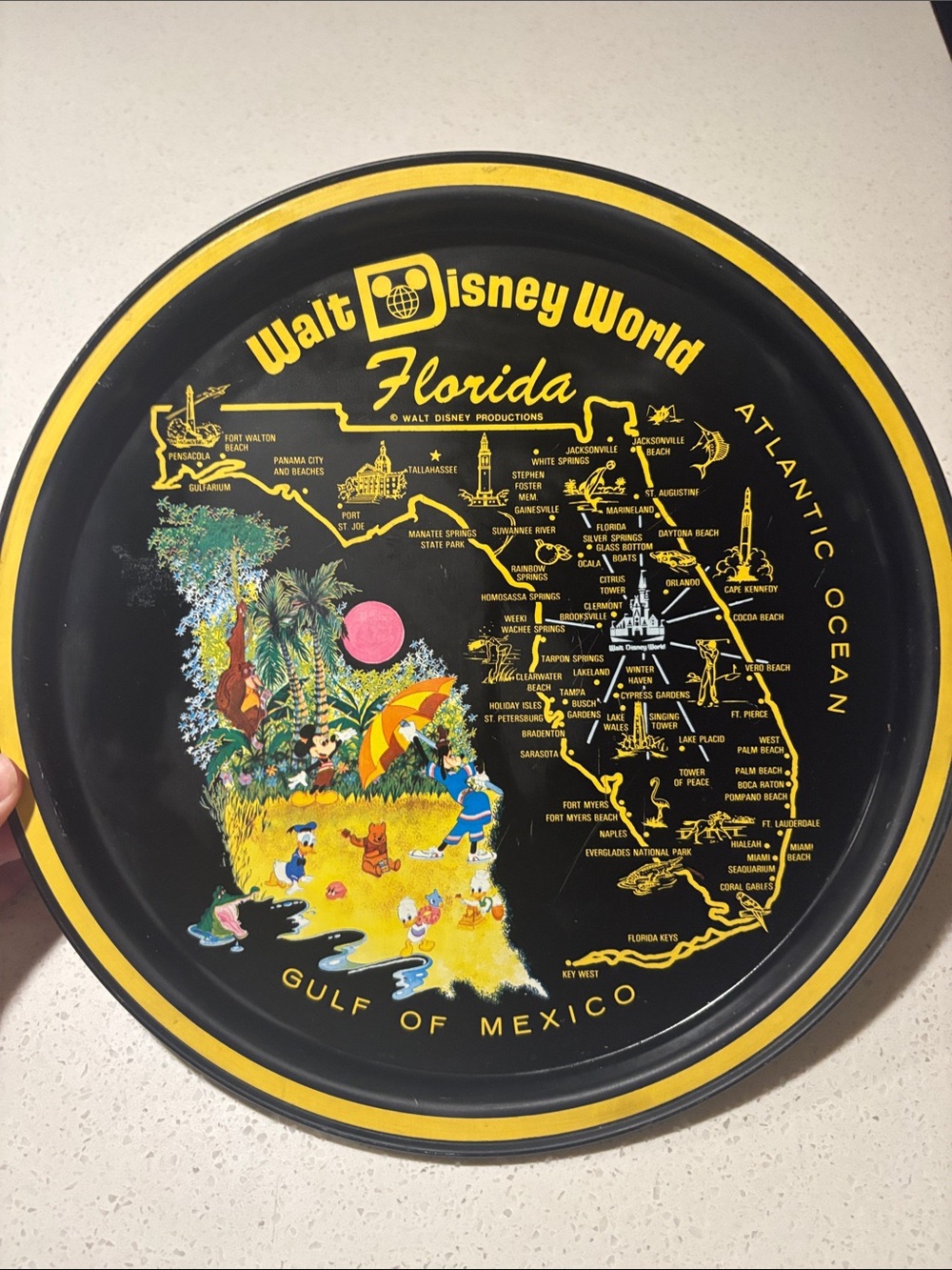 Disney Walt Disney World Florida Black and Yellow Decorative Serving Tray
